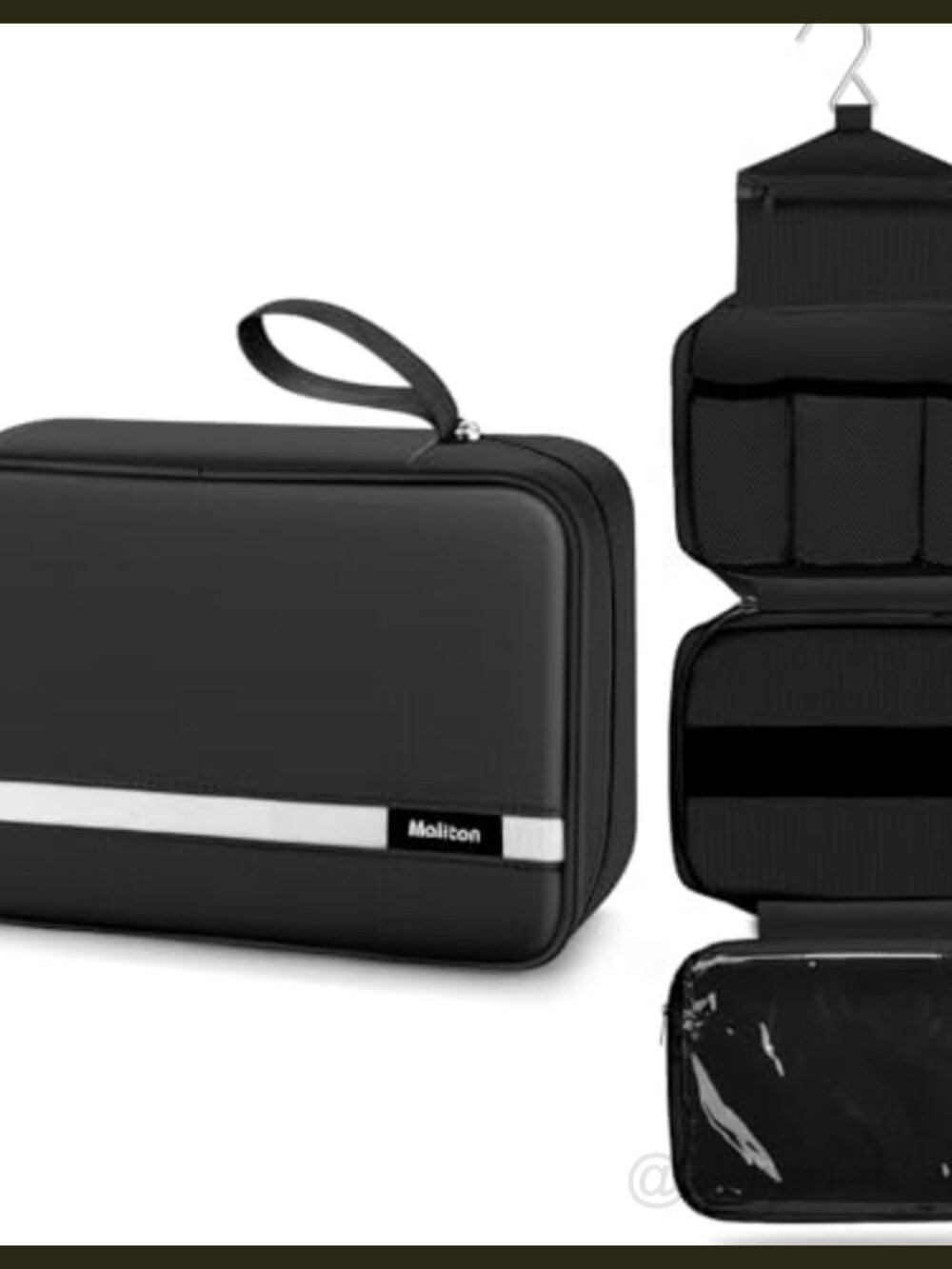 Maliton Travel Toiletry Bag Hanging Waterproof Nylon with 4 Compartments